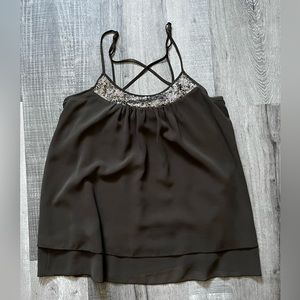 Mossimo Green Chiffon Embellished Top Size M